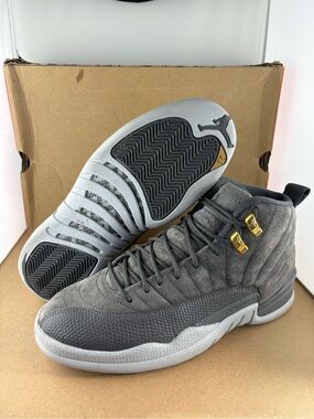 Nike Air Jordan 12 XII Retro Men Size 8 130690-005 Dark Grey Gold Suede Shoes